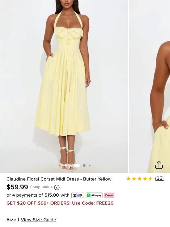 Fashion Nova Dresses & Skirts - Fashion Nova Butter Yellow Halter Corset Midi Dress